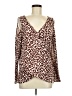 Boston Proper Animal Print Brown Long Sleeve Blouse Size M - photo 1