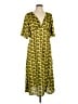 Topshop 100% Polyester Print Yellow Casual Dress Size 10 Petite - photo 1