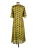 Topshop 100% Polyester Print Yellow Casual Dress Size 10 Petite - photo 2