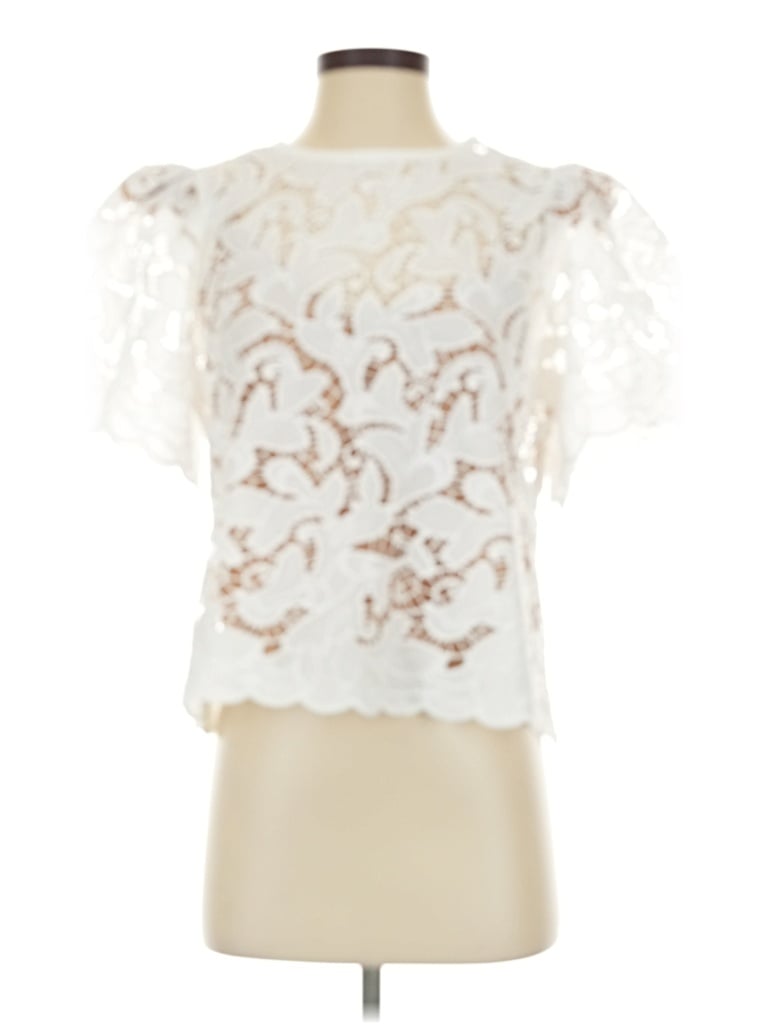 Pre-owned Express Short Sleeve Blouse In Ivory