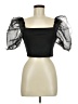 ASOS 100% Polyester Black Short Sleeve Top Size 6 - photo 1