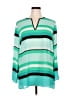 MICHAEL Michael Kors Stripes Teal Long Sleeve Blouse Size XL (estimated) - photo 1