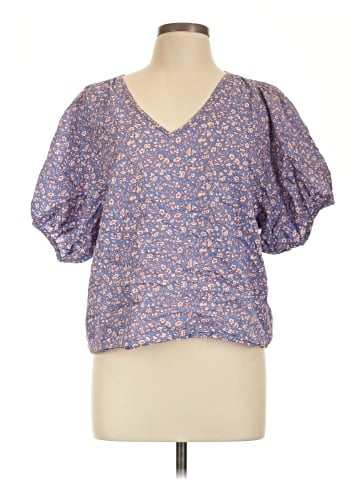 Madewell V-Neck Puff-Sleeve Top in Summer Vines (view 1)