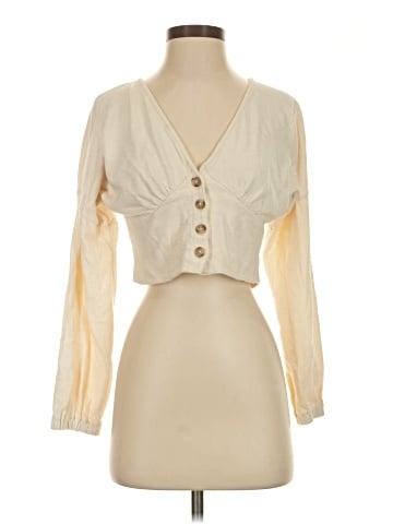 Madewell Deep-V Button-Front Crop Top (view 1)
