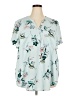 Torrid 100% Polyester Floral Teal Short Sleeve Blouse Size 3X Plus (3) - photo 1
