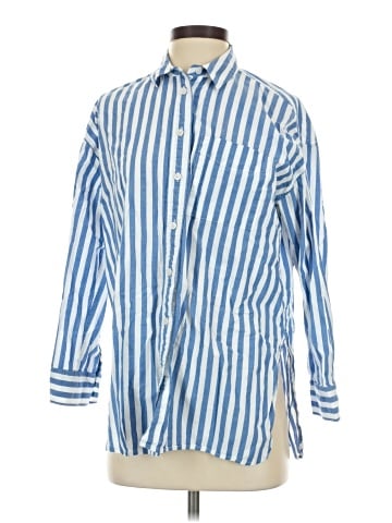 Madewell The Signature Poplin Oversized Shirt in Springy Stripe (view 1)