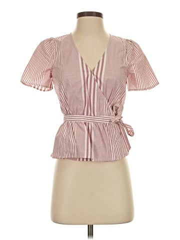 Madewell Ruffle-Hem Wrap Top in Stripe Mix (view 1)