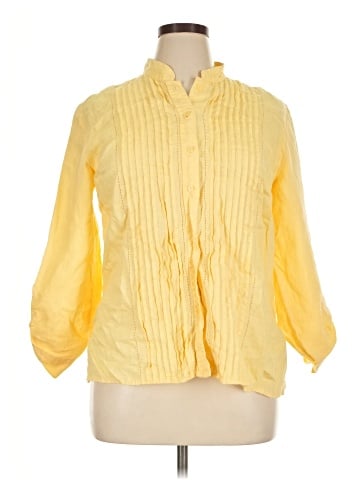 JM Collection 3/4 Sleeve Button-Down Shirt (view 1)