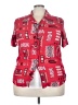 NYCC Print Red Short Sleeve Button-Down Shirt Size 2X - photo 1