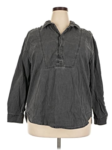 Madewell Denim Long-Sleeve Popover Shirt in Lunar Wash (view 1)
