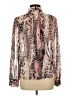 Jennifer Lopez 100% Polyester Animal Print Brown Long Sleeve Blouse Size L - photo 2