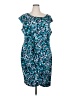 Connected Apparel Print Teal Cocktail Dress Size 24W - photo 1