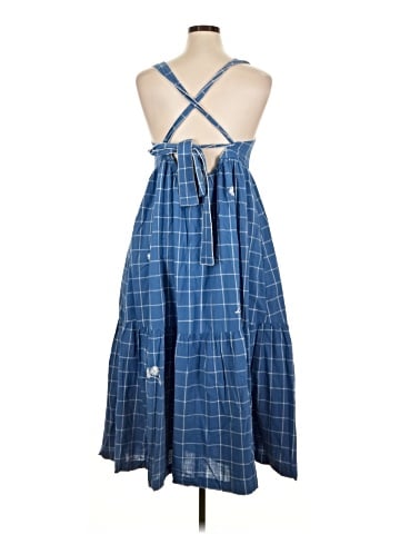 Madewell Embroidered Cicely Tiered Midi Dress in Plaid (view 2)