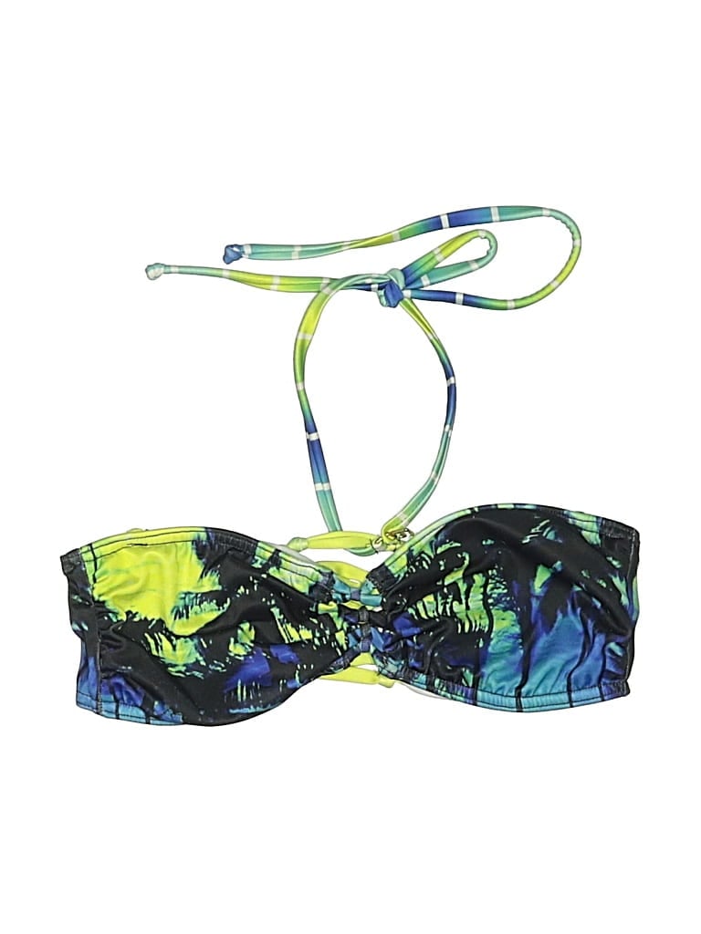 Pre-owned Delia's Swimsuit Top Green Print Pattern Swimwear