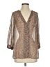 Joie 100% Silk Animal Print Brown 3/4 Sleeve Silk Top Size S - photo 1