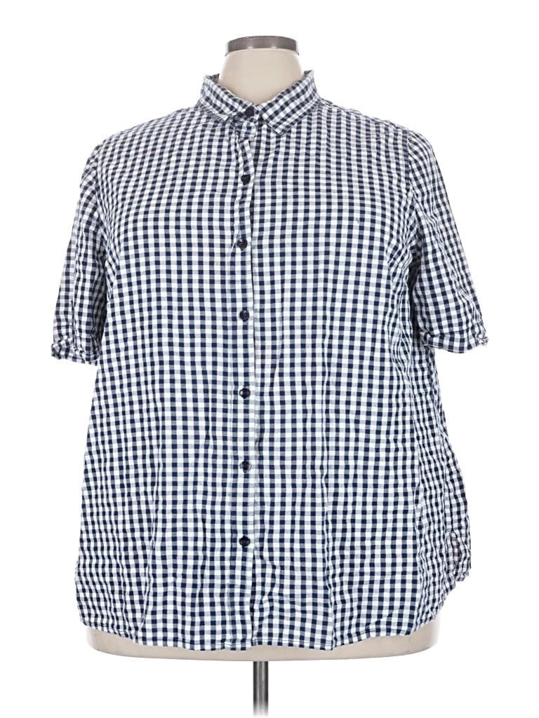 Pre-owned Catherines Short Sleeve Button Down Shirt In Blue