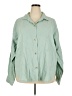 Roxy 100% Cotton Solid Green Long Sleeve Button-Down Shirt Size XXL - photo 1