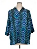 Catherines Chevron-herringbone Teal 3/4 Sleeve Blouse Size 1X - photo 1