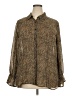Apostrophe 100% Polyester Tweed Brown Long Sleeve Blouse Size 22 - photo 1