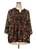 Roaman's 100% Polyester Brown 3/4 Sleeve Blouse Size 22 - photo 1