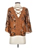 Rewind 100% Polyester Brown 3/4 Sleeve Blouse Size S - photo 2