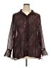 Apostrophe 100% Polyester Animal Print Burgundy Long Sleeve Blouse Size 22 - photo 1