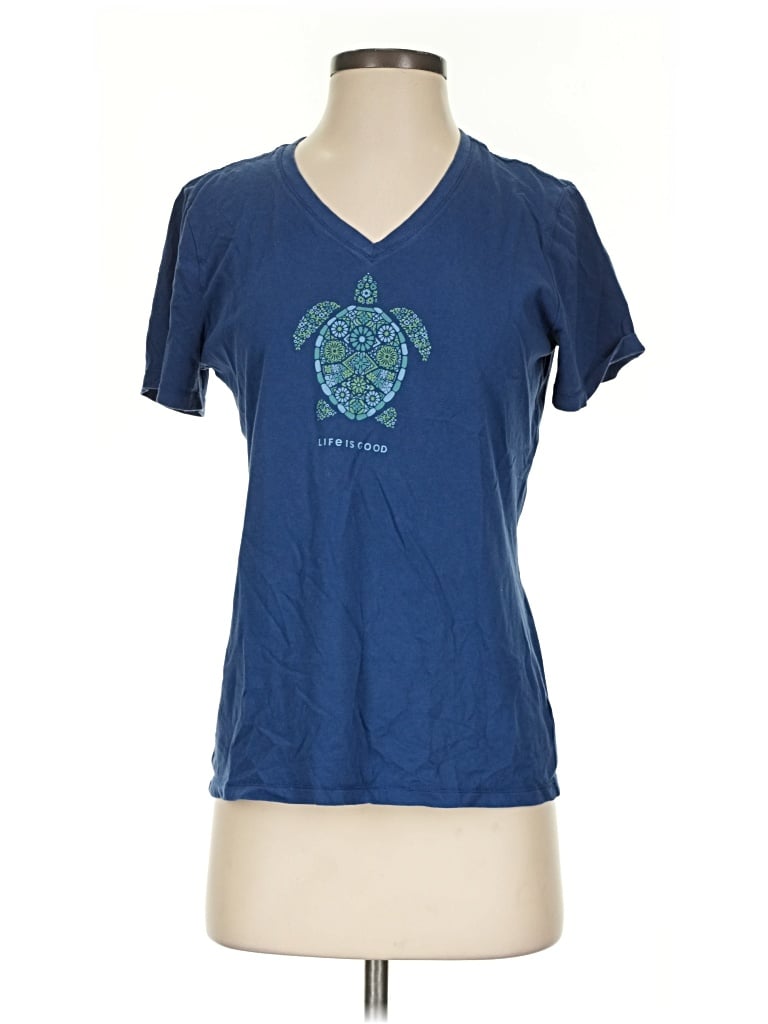 Pre-owned Life Is Good Short Sleeve T-shirt In Blue