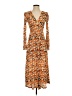 MNG 100% Polyester Print Orange Casual Dress Size 2 - photo 1