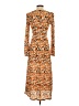 MNG 100% Polyester Print Orange Casual Dress Size 2 - photo 2