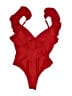 Shein Solid Red One Piece Swimsuit Size L - photo 2