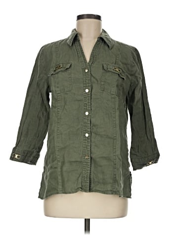 JM Collection 3/4 Sleeve Button-Down Shirt (view 1)