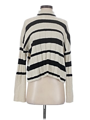 Madewell Ribbed Cashmere-Wool Blend Pullover Sweater in Stripe (view 1)