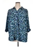 Catherines Animal Print Blue 3/4 Sleeve Button-Down Shirt Size 1X - photo 1