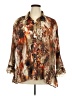 Essentials by Milano 100% Polyester Animal Print Brown 3/4 Sleeve Blouse Size 2X - photo 1