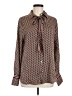 Max Studio 100% Polyester Houndstooth Brown Long Sleeve Blouse Size M - photo 1