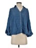Alexander Jordan Blue 3/4 Sleeve Button-Down Shirt Size S - photo 1