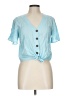Timing Blue Short Sleeve Blouse Size L - photo 1