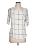 Apt. 9 Plaid Ivory 3/4 Sleeve T-Shirt Size L - photo 1