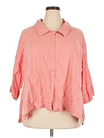 Flax 3/4 Sleeve Button-Down Shirt (view 1)