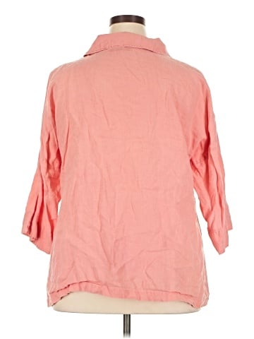 Flax 3/4 Sleeve Button-Down Shirt (view 2)