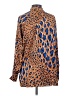 Lovestitch Animal Print Blue Long Sleeve Blouse Size S - photo 2