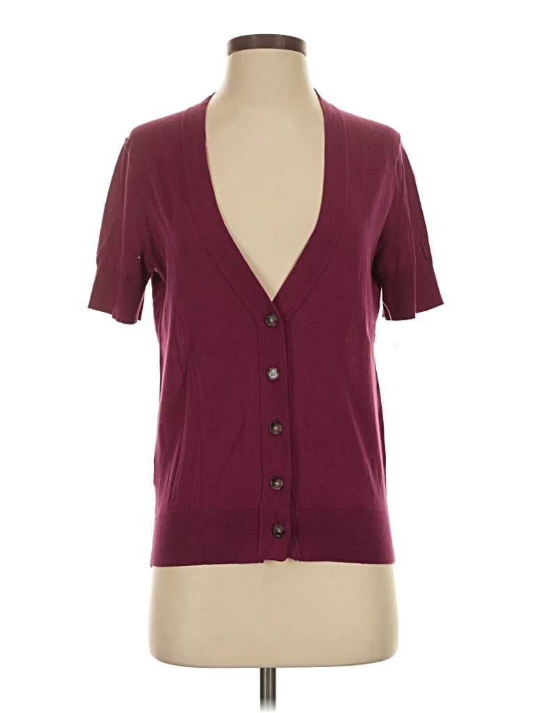 Pre-owned Ann Taylor Loft Cardigan Sweater In Burgundy
