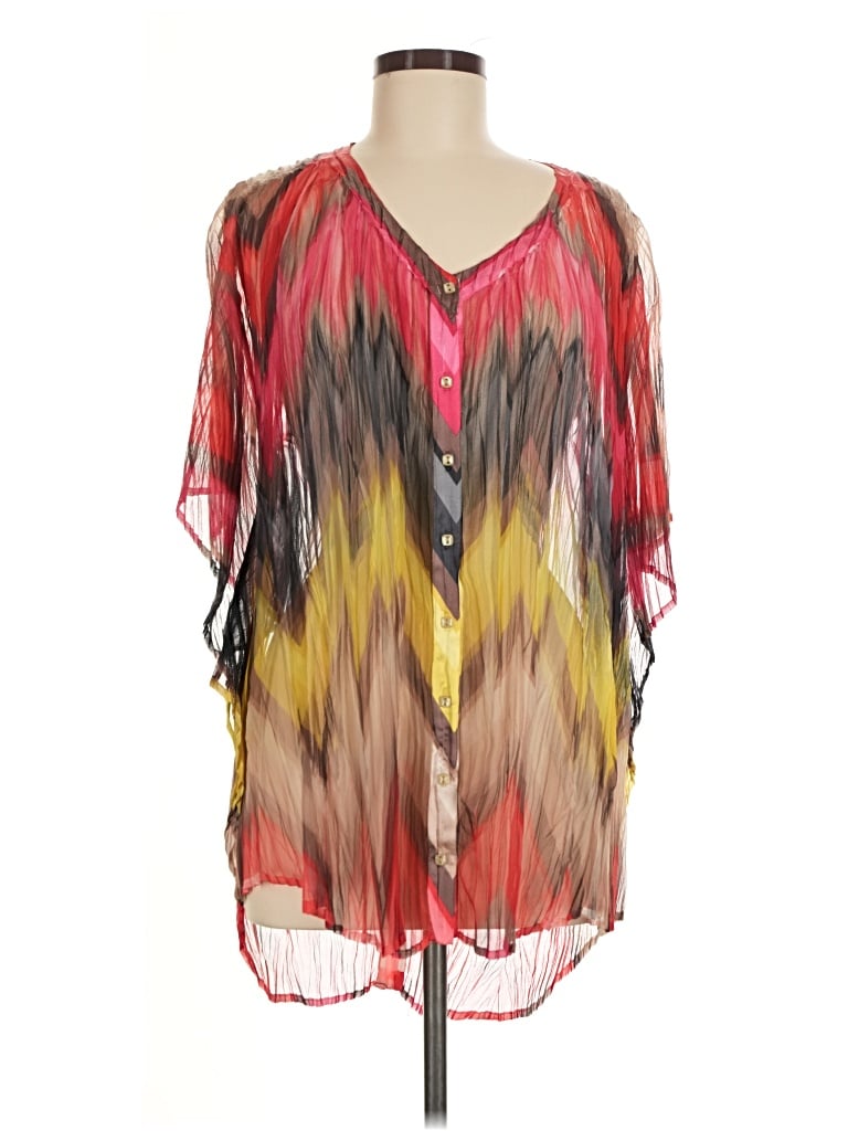Pre-owned Komarov Short Sleeve Blouse In Red