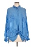 Maven West 100% Cupro Blue Long Sleeve Blouse Size L - photo 1