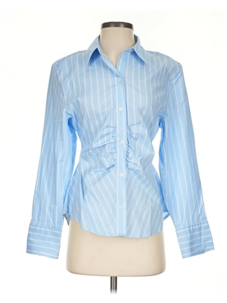 Pre-owned Divided By H&m Long Sleeve Blouse In Blue