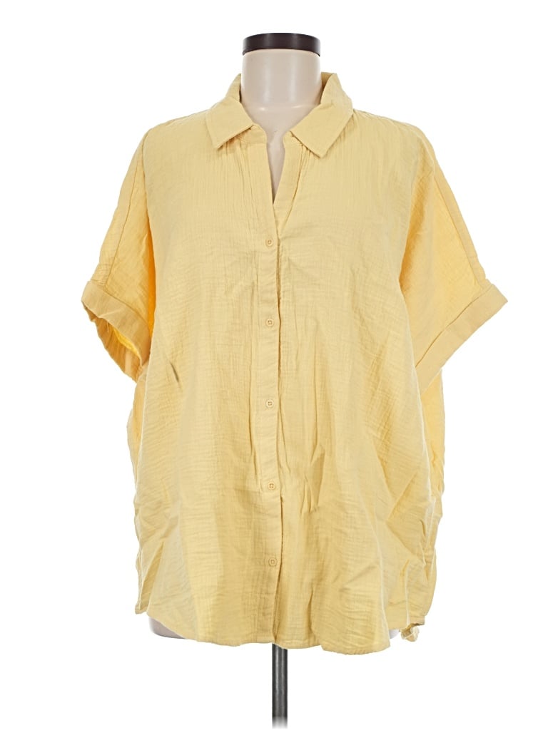 Pre-owned Pact Short Sleeve Blouse In Yellow