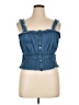 Pilcro 100% Cotton Solid Blue Sleeveless Blouse Size XL - photo 1