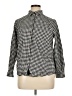 Lands' End 100% Baumwolle Houndstooth Black Long Sleeve Blouse Size 16 (petite) - photo 1
