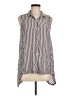 Max Studio 100% Rayon Stripes Gray Sleeveless Button-Down Shirt Size M - photo 1