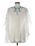 Johnny Was 100% Rayon White Poncho Size M - photo 2